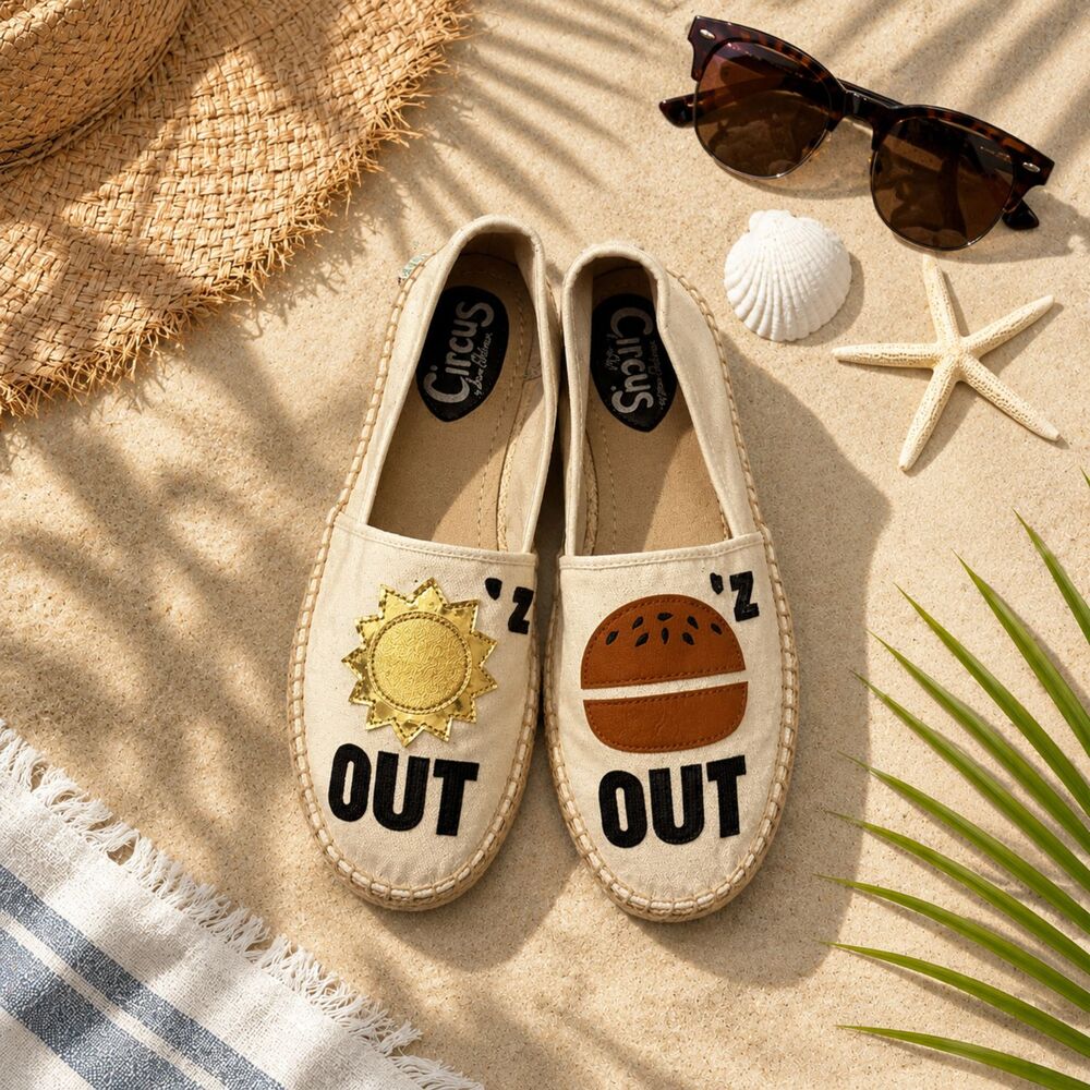 Circus Sam Edelman Ivory Espadrilles Flats Size 9 Suns Out Buns Out Summer Beach